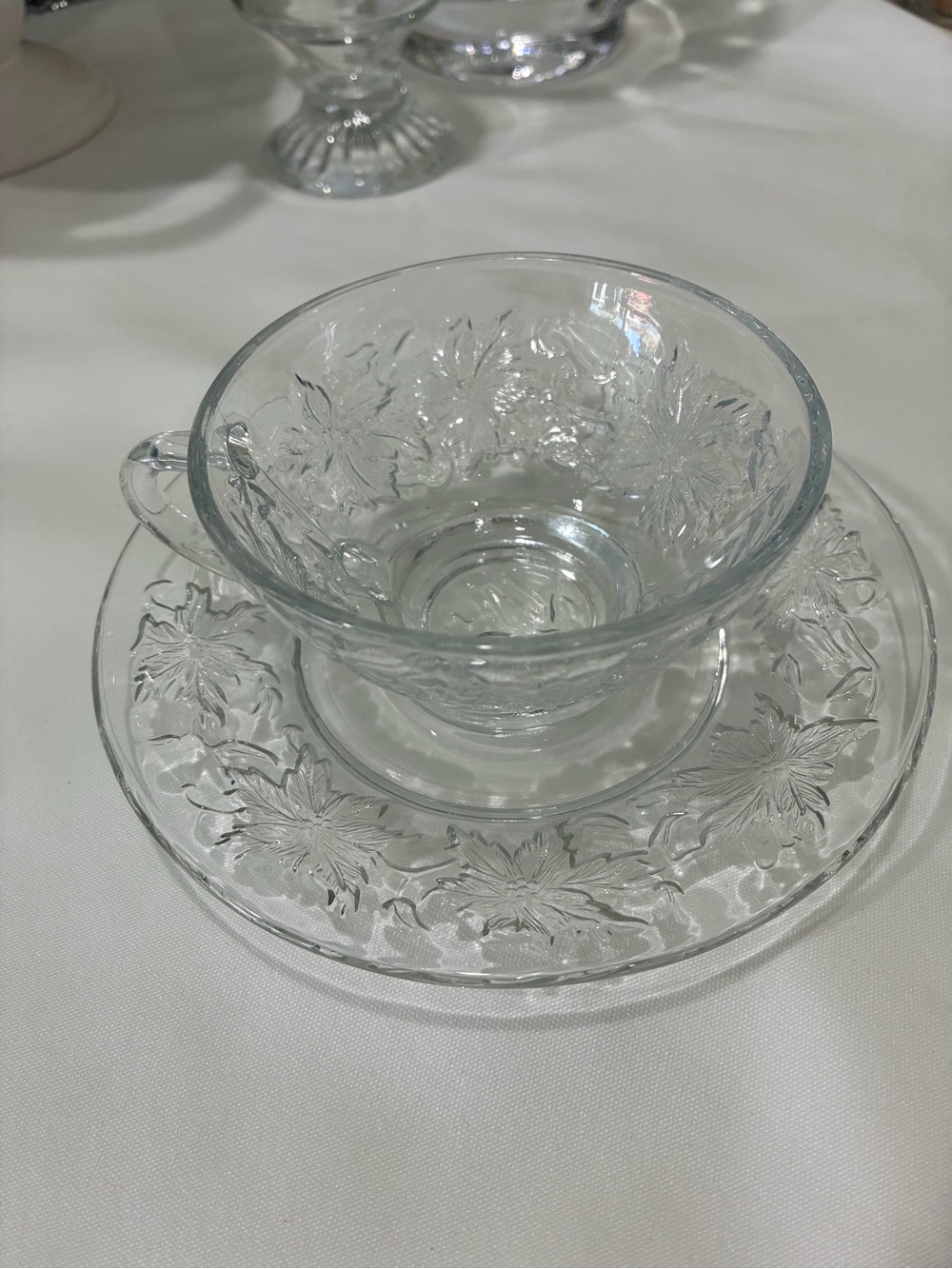 Princess house, Fantasia cup and saucer, for coffee,tea or punch, six piece set